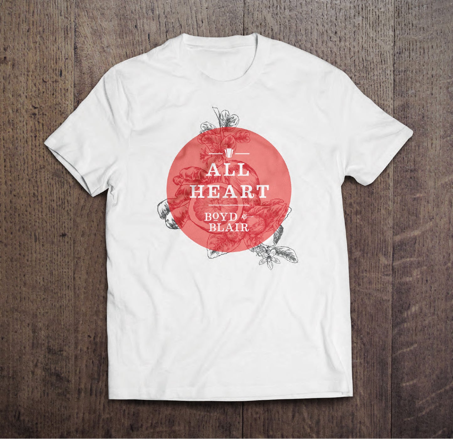 Boyd & Blair T-Shirt in White/Grapefruit