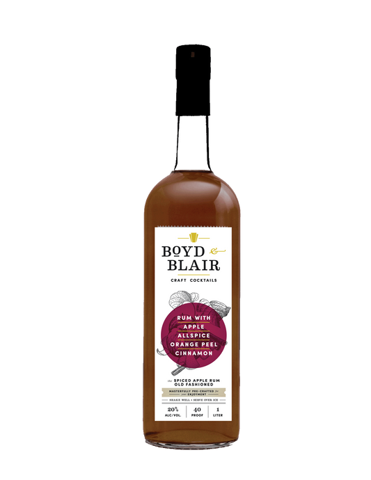 Boyd & Blair Spiced Apple Rum Old Fashioned bottle, ready-to-serve cocktail